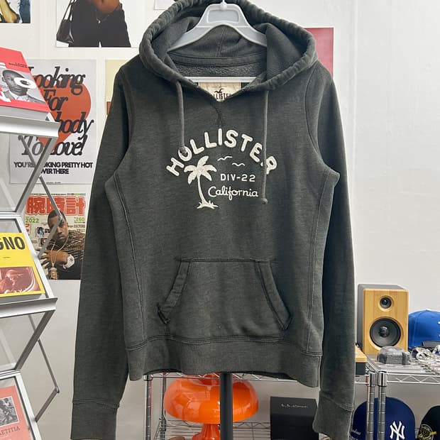 홀리스터  아치로고 그레이 카키  후드티
