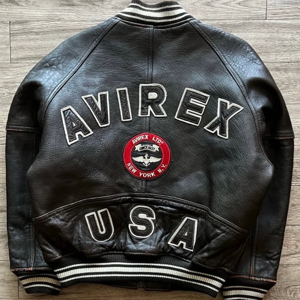90s 아비렉스 레더 바시티 자켓