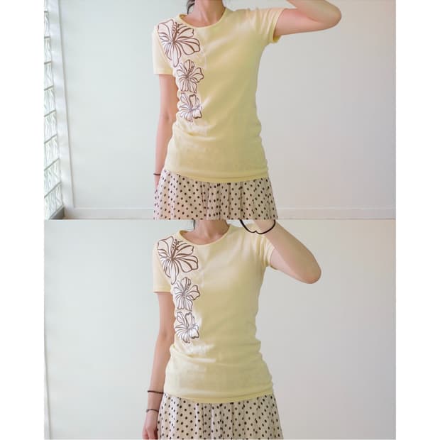 Mellow lemon flower embroidered tee