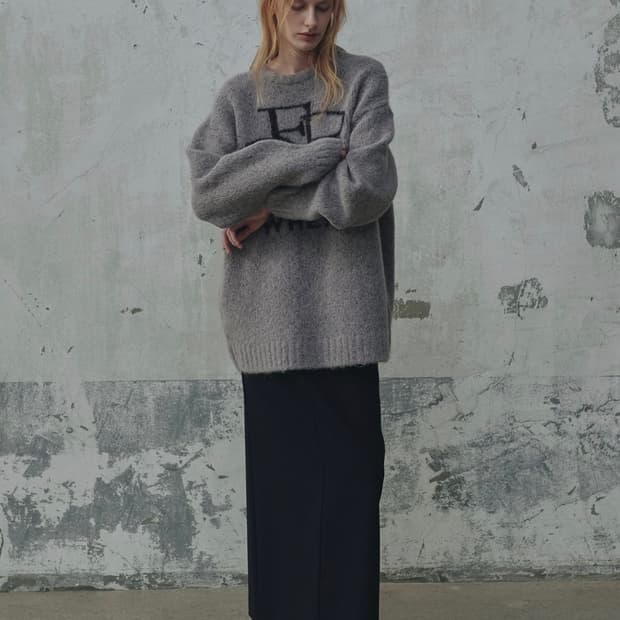 새상품 프롬웨얼 심볼 알파카 니트 그레이 정가 189000