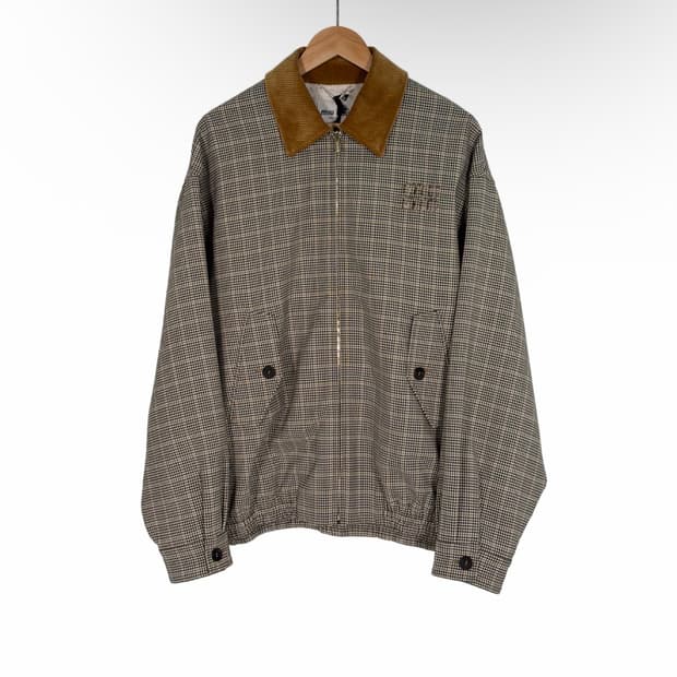 [40] 미우미우 25ss 더블 체크 위브 오버핏 울 블루종 자켓 브라운