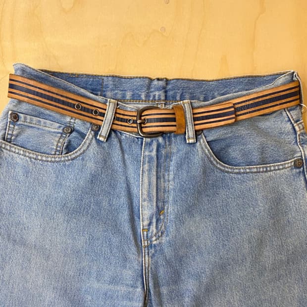 VTG stripe leather belt 빈티지 레더 벨트