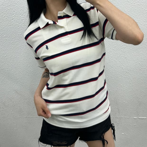 폴로 랄프로렌 단가라 화이트 pk반팔 XL