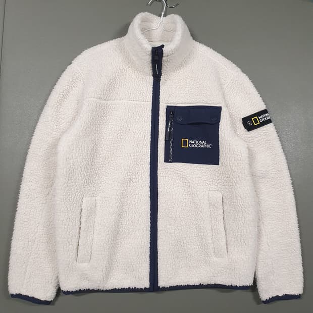 M) 내셔널지오그래픽 신형 헤러 플리스 양털 후리스 집업 자켓 화이트