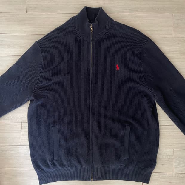 [XL]폴로 풀집업 니트 네이비