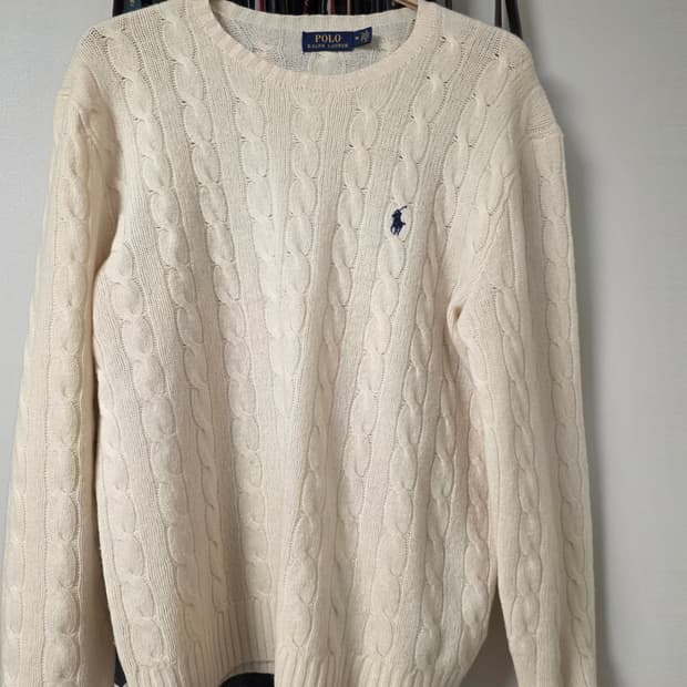 폴로 울 캐시미어 케이블 니트