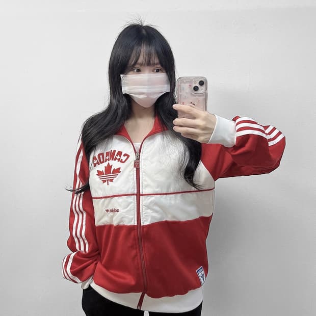 아디다스 캐나다 트랙탑 져지 레드 화이트