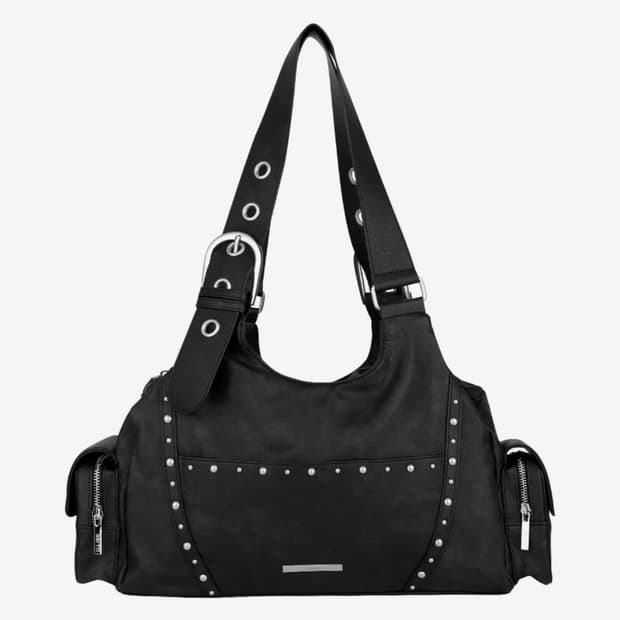 일리고 루프 더블 포켓 숄더 백 블랙