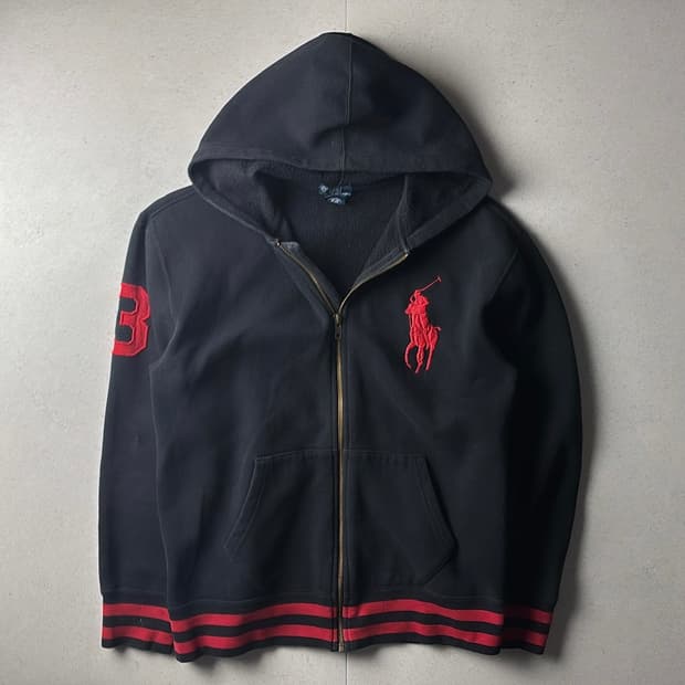 폴로 빅포니 검빨 후드집업