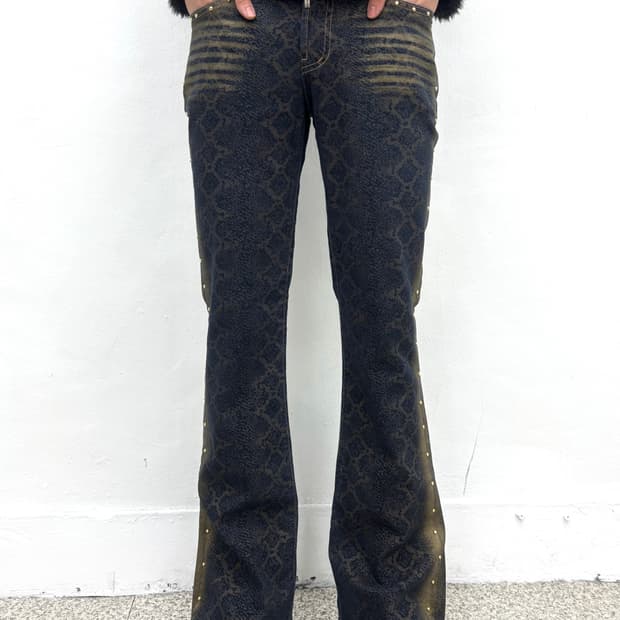 Python stud detail boots cut denim 