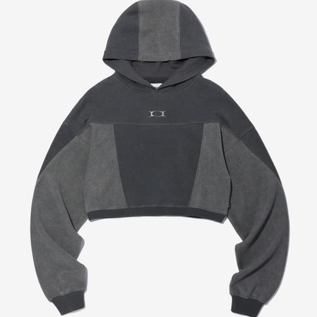 크리틱 CROP INCISION HOODIE CHARCOAL
