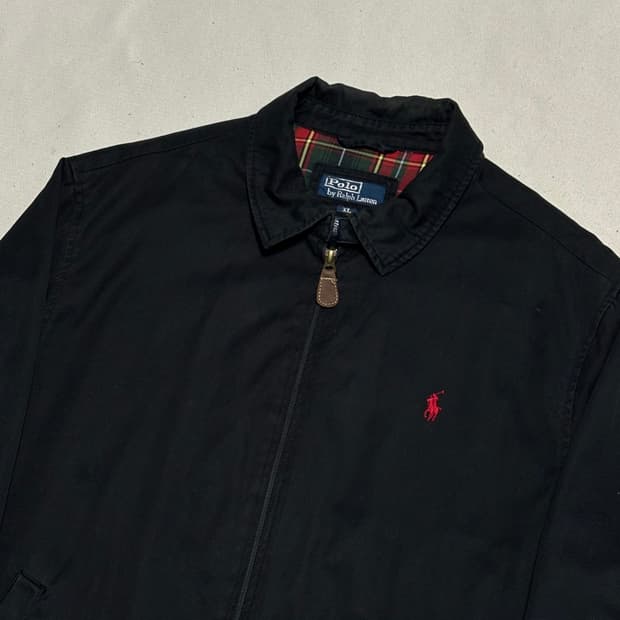 XL 폴로랄프로렌 체크 배색 블랙 스윙탑 자켓