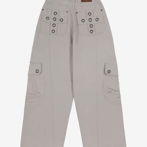 팬시클럽 크로스 포켓 카고 팬츠 (PINK BEIGE)