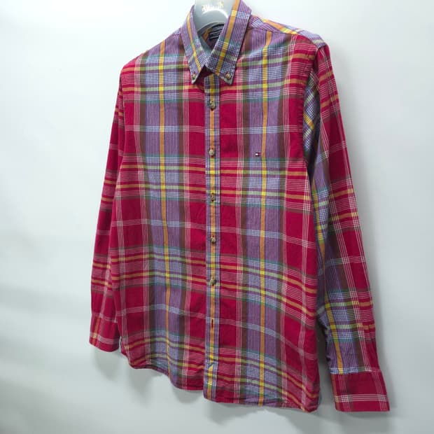 타미힐피거 여성 슬림핏 레드 체크 셔츠(66~66반)