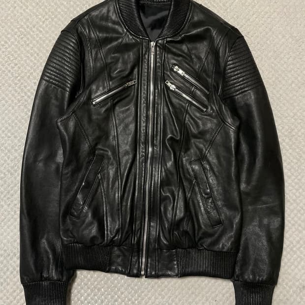 빈티지 램스킨 레더 봄버 자켓 L