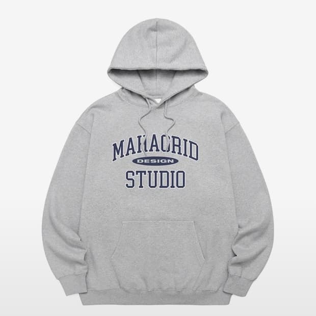 마하그리드 COLLEGE LOGO HOODIE 회색 후드티