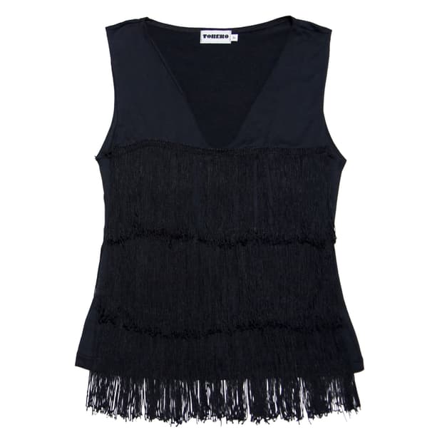 Black Fringe Sleeveless