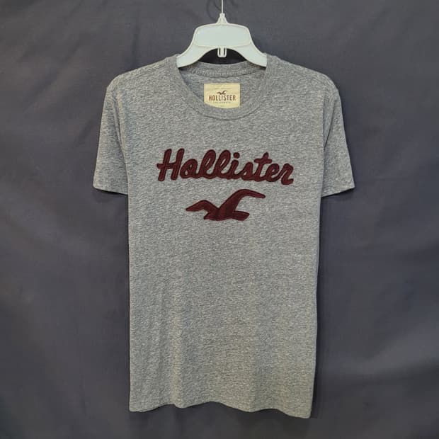 HOLLISTER 홀리스터 그레이 버건디 빅로고 Y2K 빈티지 셔츠