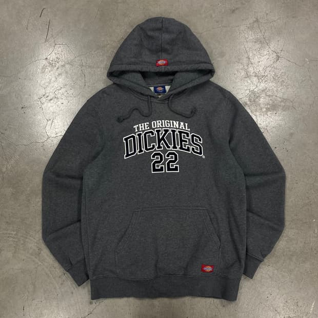 디키즈 차콜 컬러 스펠아웃 빅로고 후드티