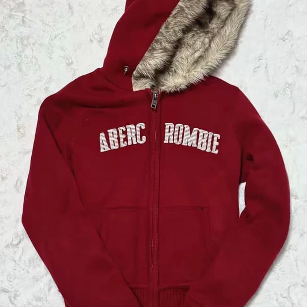 아베크롬비 울프죠 버건디 후드집업