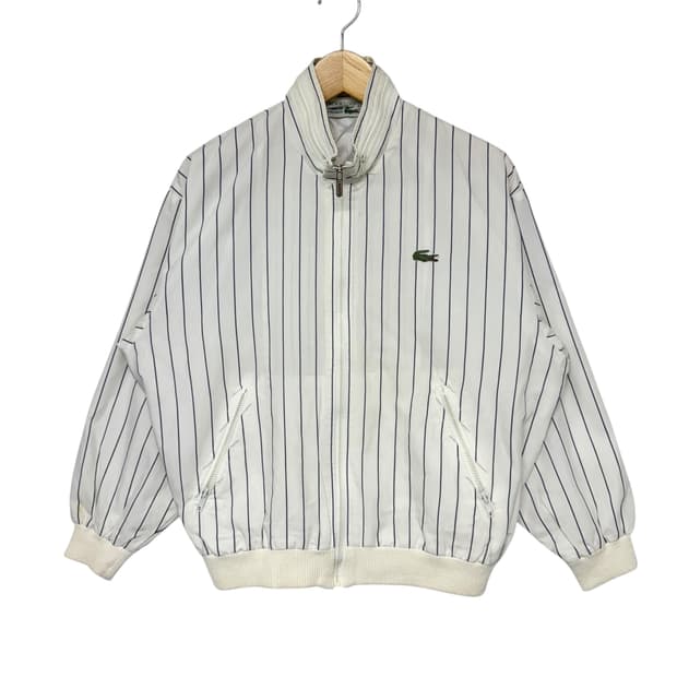 라코스테 로고 스트라이프 블루종 집업