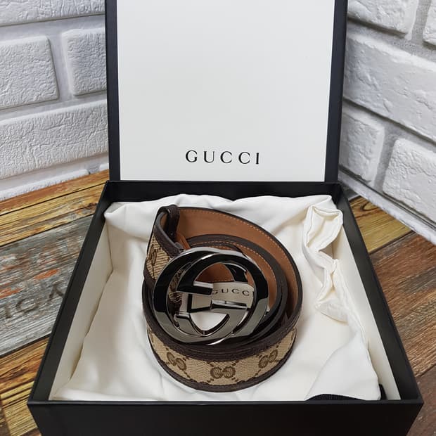 [34~38/정품] 구찌 GG 로고 벨트 브라운