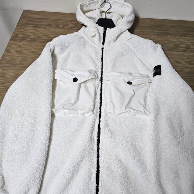 스톤아일랜드 코튼 파일 후드 집업