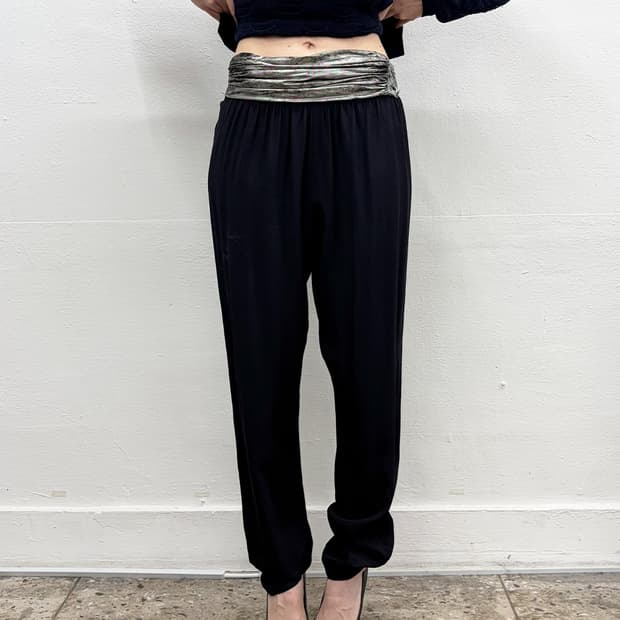 빈티지 글리터-웨이스트 밴드 팬츠