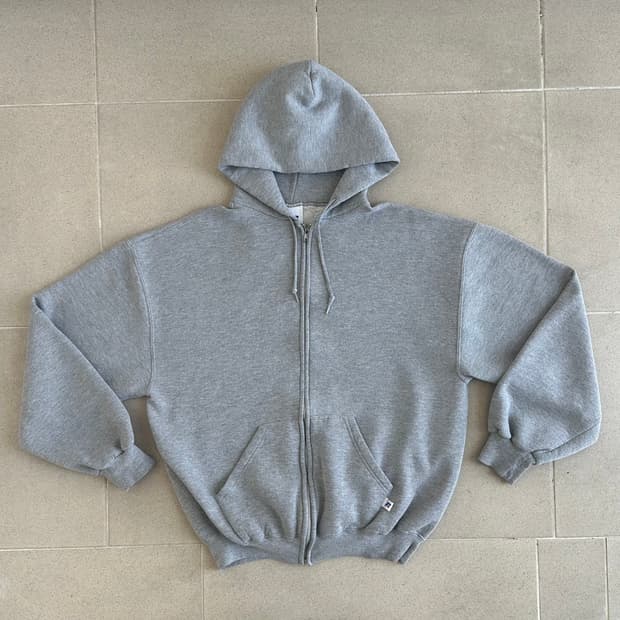 00s 빈티지 러셀 후드집업 그레이 L