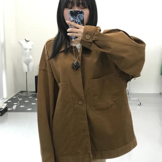 GU 브라운 코튼 자켓