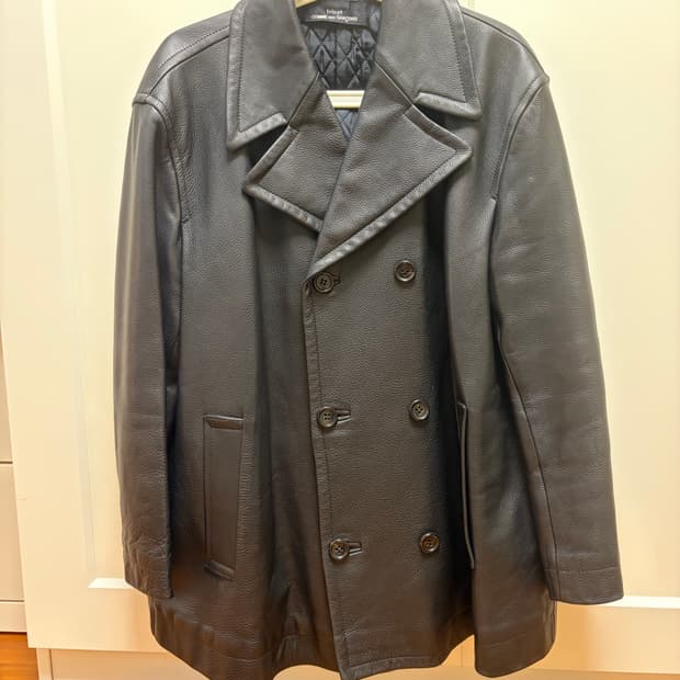 꼼데가르송 트리콧 레더 피코트