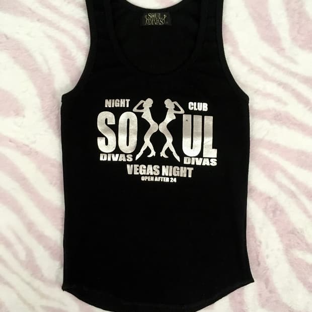 Soul Divas Y2K 슬리브리스 그런지 펑크 블랙 나시 오네갸루