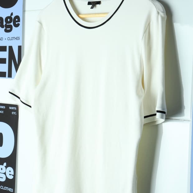 W(XL) 마시모두띠 반팔 티셔츠 링거 화이트 와플-H31881