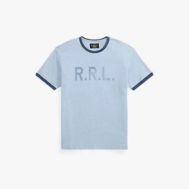 RRL 로고 저지 링어 티셔츠