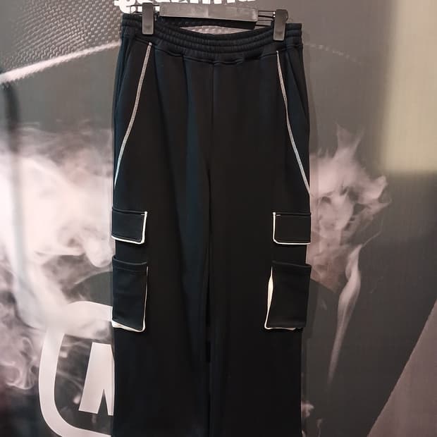 카고 밑단 스트링 와이드 팬츠