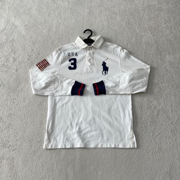 M 폴로 빅포니 성조기 USA 럭비 긴팔카라티셔츠
