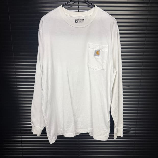 칼하트 포켓 주머니 긴팔 티셔츠 화이트 흰색 M 95 코튼 롱슬리브리스