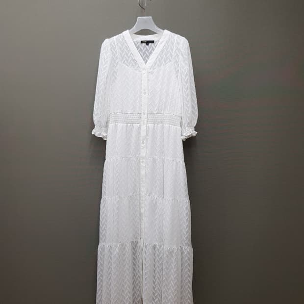 마쥬 maje 2022 브이넥 롱 티어드 원피스 S사이즈