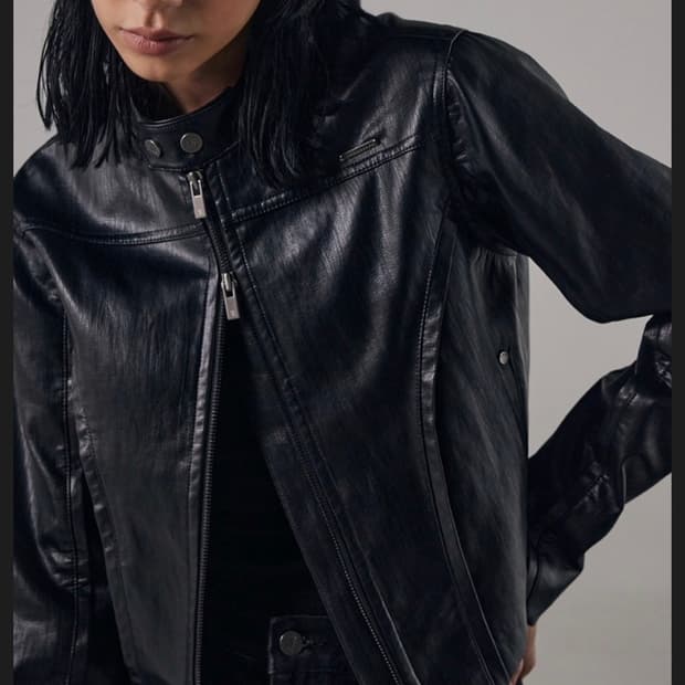 트리밍버드 v shape 레더 바이커자켓