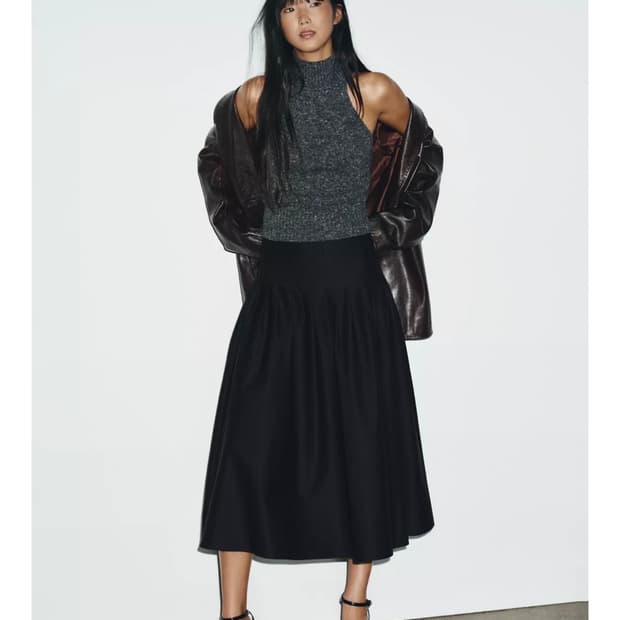 자라 플리츠 미디 스커트 s