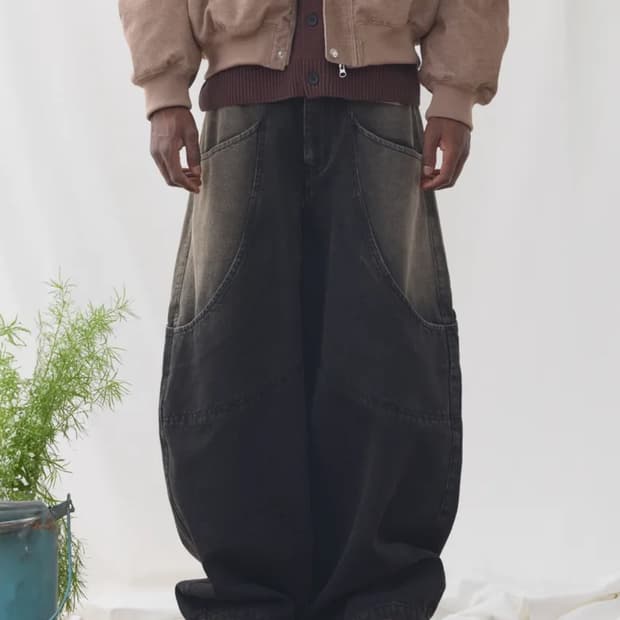 이스트서비스샵 가드닝 데님 와이드 팬츠