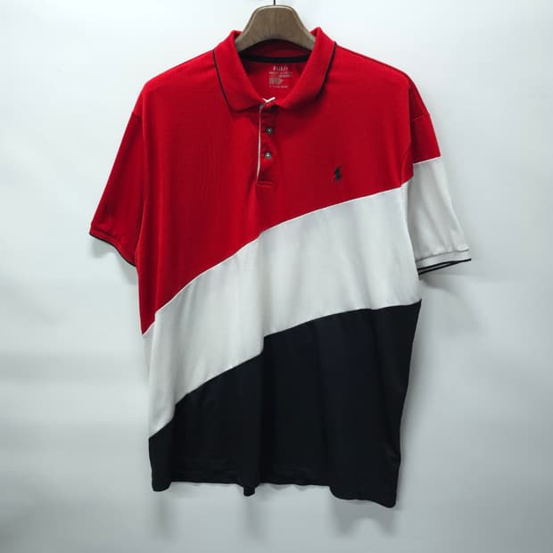 폴로랄프로렌 퍼포먼스 사선배색 기능성 남성 반팔카라티 (110~115) 