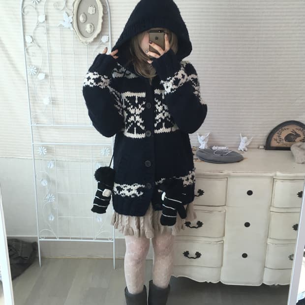 아베크롬비 해비울 코위찬 노르딕 후드 가디건