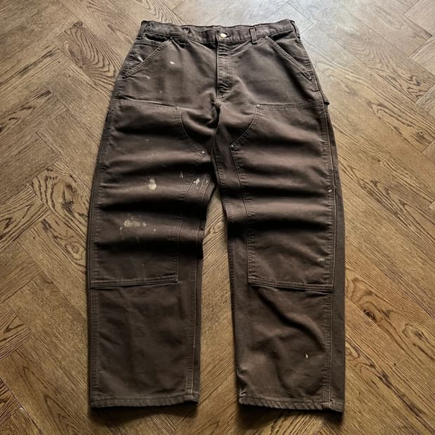 [34]칼하트 USA 빈티지 페인팅 다크브라운 더블니 워크 팬츠