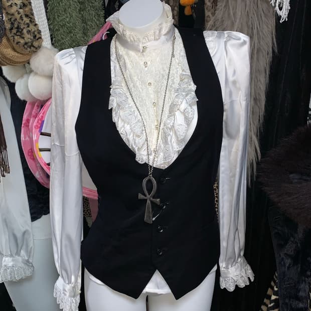 공겜여주st 고딕 로리타 레이스 진주 블라우스