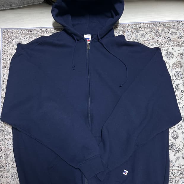 90s 러셀 후드집업 네이비 XXL