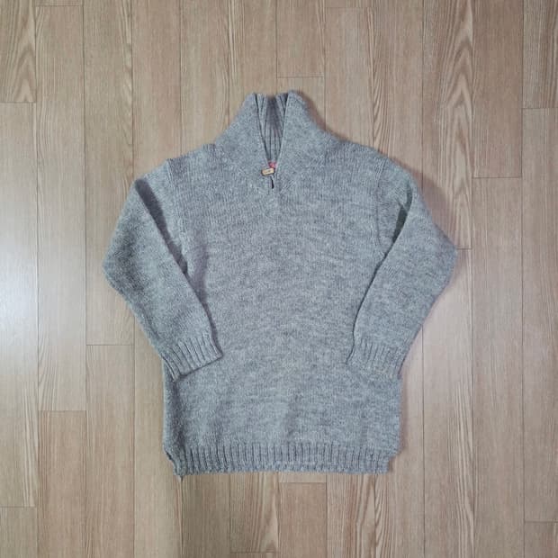 45RPM 라이트 그레이 하이넥 짜임 니트