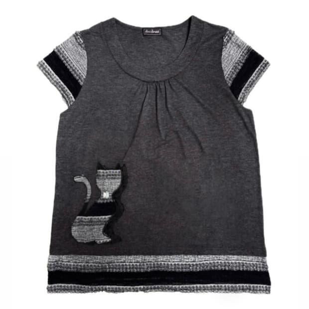 모리걸 고양이 반팔 니트 하구미 펑크 갸루 y2k