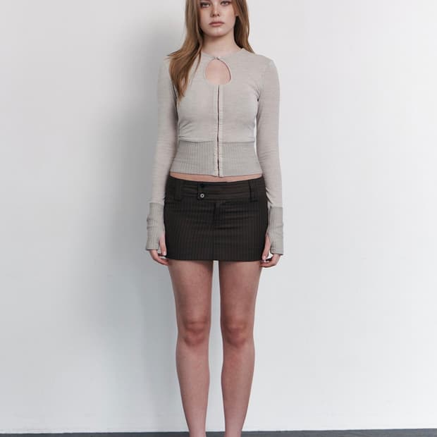 플노팔 Brynn Stripe Button Skirt (Brown) s