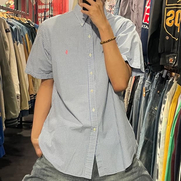 [IM] polo 폴로 체크 블루 반팔셔츠